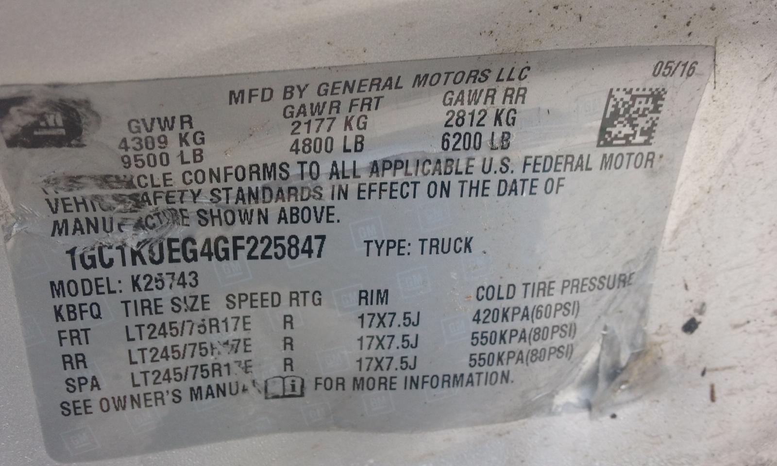 2015-2019 GMC Sierra 2500 HD A/C Hose (Used OEM)