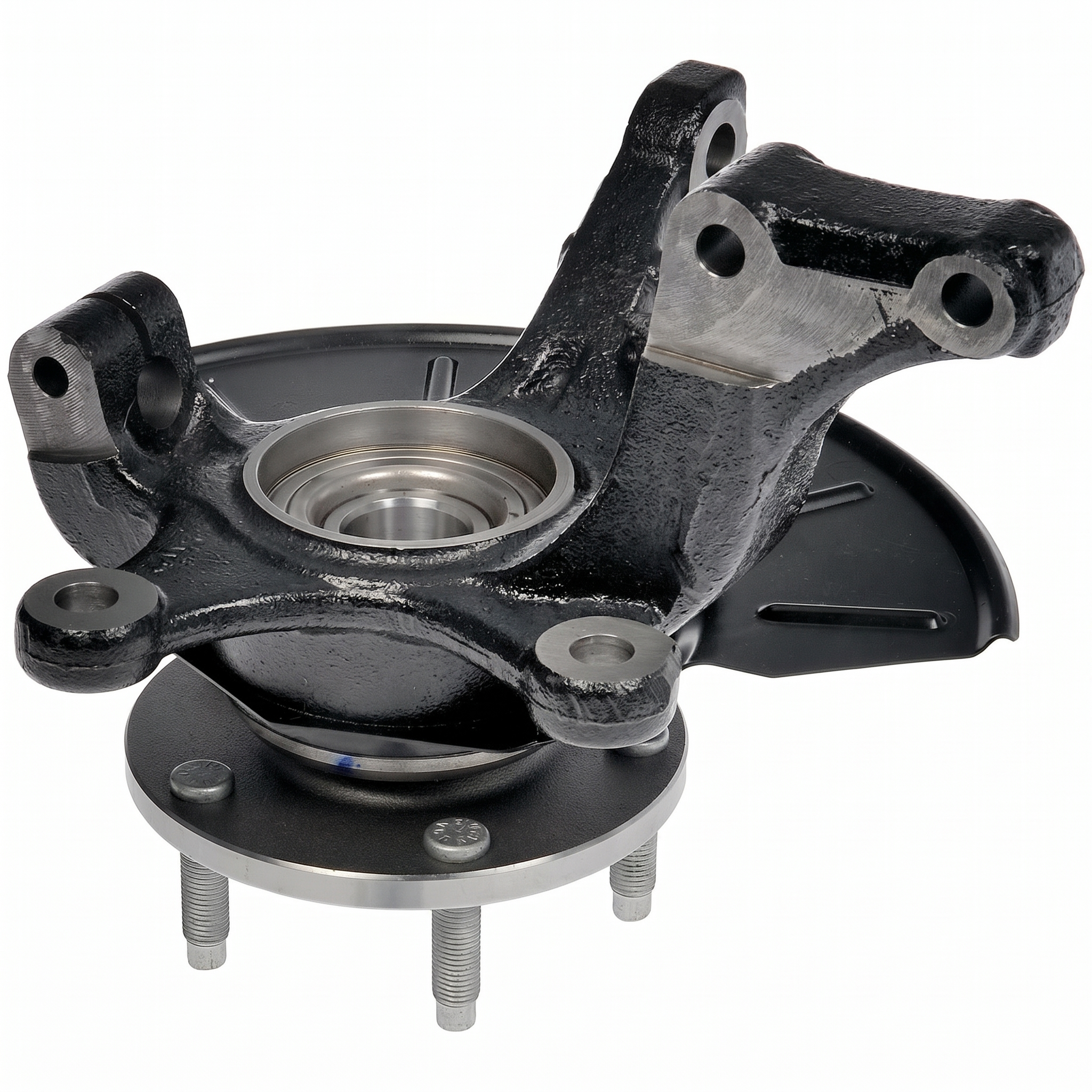 OEM Black Front Steering Knuckle with Hub for 2014, 2015, 2016, 2017, 2018 Ford Transit Connect - Right (Passenger)