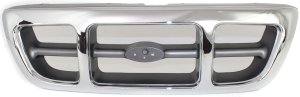 Chrome Shell/Gray Insert Grille for Ford Ranger XLT Model, 4WD (Four-Wheel Drive), 1998-2000, Replacement