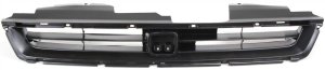 Grille Insert for Honda Accord 1996-1997, Textured Black Shell and Insert without Molding, 4-Cylinder, Replacement