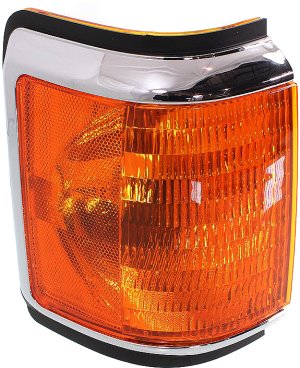 Right (Passenger) Corner Light for Ford F-Series 1987-1991, Lens and Housing with Trim, Replacement Models: F-150, F-250, F-350, F-Super Duty.