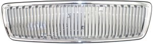 Vertical Bar Insert Grille for Volvo C70/S70/V70 1998, Chrome Shell with Painted Silver Insert, Replacement