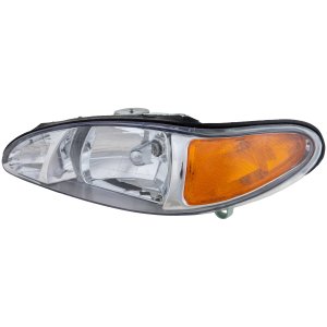 Headlight Assembly for Ford Escort 1997-2002, Left (Driver) Side with Side Marker Light, Halogen, Sedan/Wagon, Replacement