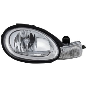 Headlight Assembly for Chrysler Neon 2000-2002, Right (Passenger) Side, Halogen Light with Chrome Interior, Replacement