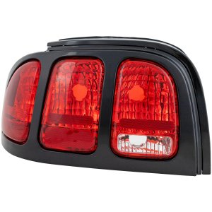 Tail Light Lens and Housing Rim without Paint for 1996-1998 Ford Mustang, Left (Driver), Replacement