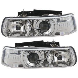 Performance Set Headlight Assembly for 1999 - 2006 Chevrolet Tahoe, Right (Passenger), Projector Design, Chrome,  GM2505108, Replacement