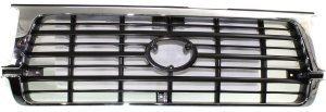 Grille for Toyota Land Cruiser 1995-1997, Chrome Shell with Painted Dark Argent Insert, Replacement