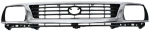 Grille for 1995-1996 Tacoma, Plastic, Chrome Shell/Painted Black Insert, 2WD (Two-Wheel Drive), Replacement