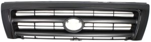 Grille for Toyota TACOMA 1998-2000, Painted Black Shell and Insert, 2WD (Two-Wheel Drive)/4WD (Four-Wheel Drive), with Pre-Runner, Color-Keyed Package, Replacement