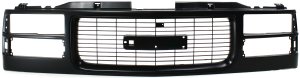 Black Shell and Insert Grille for GMC C/K Series Pickup 1994-2000/Suburban 1994-1999 with Cross Bar Insert, Black Insert Opening, Composite Headlights, Replacement
