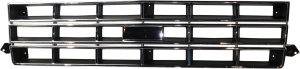 Grille for 1983-1990 Chevrolet S10 Blazer/1982-1990 S10 Pickup, Chrome Shell with Painted Black Insert, Replacement