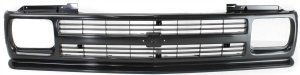 Grille for Chevrolet S10 Blazer (1991-1994), S10 Pickup (1991-1993) with Black Shell and Insert, Replacement