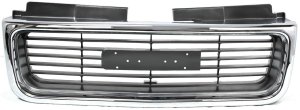 Chrome Shell Grille with Painted Silver Gray Insert for GMC JIMMY 1998-2001, SONOMA 1998-2004, SLE/SLT Models, Replacement