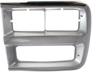 Headlight Door for GMC G-Series Van 1992-1996, Left (Driver) Side, With Dual Headlights, Chrome and Silver, Replacement