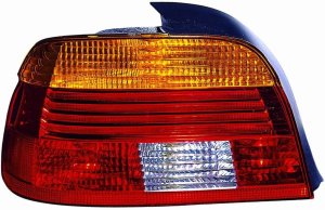 Left (Driver) Rear Tail Light Assembly Replacement Housing/Lens/Cover for 2001 - 2003 BMW 530i, 4 Door Sedan with Amber Turn Signal Lens,  63216900211, Replacement