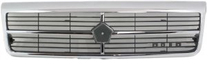 Grille for Dodge Spirit Base Model, 1989-1992, Plastic, Chrome Shell with Painted Black Insert, Replacement