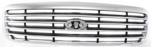 Grille for 1998-2011 Ford Crown Victoria, Chrome Shell with Painted Gray Insert, ABS Plastic, Replacement