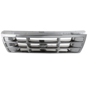 Plastic Grille for Ford F-Series 1992-1997, Chrome Shell with Painted Gray Insert, Replacement