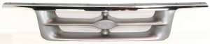 Grille for Ford Ranger XLT Model, Styleside 1995-1997, Chrome Shell with Painted Silver Gray Insert, Replacement