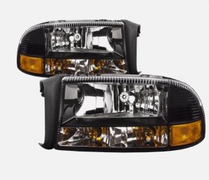Performance Set Headlight Assembly for 1997-2004 Dodge Durango, Right (Passenger), Diamond Lens & Housing, Black,  CH2505114, Replacement