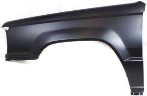 Front Fender, Primed (Ready to Paint) for Dodge RAM 50 P/U 1987-1993, Mitsubishi MIGHTY MAX 1987-1996, Left (Driver), 2WD (Two-Wheel Drive), Replacement