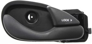 Front Interior Door Handle for Ford Focus 2000-2007, Right (Passenger), Textured Black with Door Lock Button, Also Fits Rear, Replacement