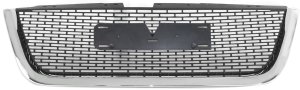 Plastic Grille for 2007-2012 ACADIA, Chrome Shell with Painted Black Insert, Excludes Denali Model, Replacement