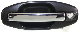 Front Exterior Door Handle for Hyundai Santa Fe 2001-2006, Right (Passenger), Primered Bezel (Ready to Paint), Chrome Lever, with Keyhole, Replacement