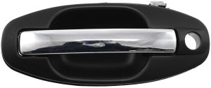 Front Exterior Door Handle for Hyundai Santa Fe 2001-2006, Left (Driver), Primered (Ready to Paint) Bezel, Chrome Lever, with Keyhole, Replacement