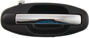 Rear Exterior Door Handle for Hyundai SANTA FE 2001-2006, Right (Passenger), Primered (Ready to Paint) Bezel, Chrome Lever, Plastic, Replacement