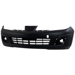 Front Bumper Cover for Nissan Versa Hatchback 2007-2012, Primed (Ready to Paint), with Fog Light Holes, SL/1.8 SL Models, Replacement