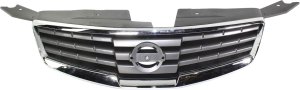 Grille Replacement for Nissan Maxima 2007-2008, Chrome Shell with Painted Black Insert