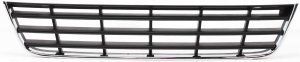 Front Bumper Grille for Volkswagen Passat 2006-2010, Center, Lower Position, Black, with Chrome Moulding, Replacement