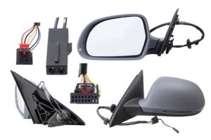 Left (Driver) Side Mirror for 2015 - 2018 Audi Q3, Outside Rear View Mirror Assembly/Cover/Glass Replacement without Auto Dimming, without Lane Departure Warning, with Signal, Manual-Fold,  8U1857409FSP9-PFM, Replacement