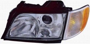 Left (Driver) Headlight Assembly for 1996 - 1997 Audi A6, Front Headlight Assembly Replacement Housing / Lens / Cover, Composite;  4A0941003BF, Replacement