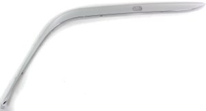 Front Bumper Molding for BMW 7-Series 1995-2001, Left (Driver) Outer Cover, Chrome, Plastic, with Headlight Washers, Replacement - Fits: 740i, 740iL, 750iL.