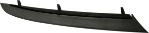 Black Lower Outer Finisher Front Bumper Molding for BMW 3-Series Sedan/Wagon, Left (Driver), 2006-2008, Replacement. Models: 316i, 318i, 320i, 323i, 325i, 330i, 335i.
