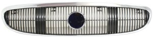 Grille for Buick Century 2003-2005, Plastic, Chrome Shell with Painted Silver-Black Insert, Replacement