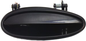 Front Exterior Door Handle for Pontiac Grand Prix 1997-2008, Right (Passenger), Smooth Black, Without Keyhole, can also be Rear, Replacement