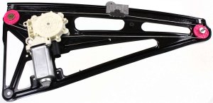 Rear Window Regulator for BMW 7-Series 1995-2001, Left (Driver), Power Operated, with Motor, without Theft Deterrant Glass, Replacement Models: 740i, 740iL, 750iL.