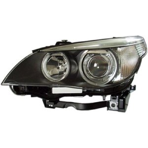 Left (Driver) Headlight Assembly for 2004-2007 BMW 530i, E60 Body Code, Xenon, Without Auto Adjust Lights, Composite,  63127160197, Replacement