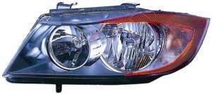 Left (Driver) Headlight Assembly for 2006 - 2008 BMW 330xi, E90 Body Code Sedan, Front Replacement Housing, Lens, Cover, Halogen, Composite,  63116942725