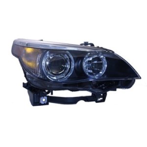 Right (Passenger) Headlight Assembly for 2004-2007 BMW 530i, E60 Body Code, Front Headlight Housing/Lens/Cover, Xenon, without Auto Adjust Lights, Composite,  63127160198, Replacement