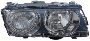 Right (Passenger) Headlight Assembly for 1999-2001 BMW 750iL, Front Headlight Replacement Housing/Lens/Cover, Halogen with Bright Bezel, Composite,  63128376392, Replacement