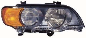 Front Headlight Assembly Replacement Housing / Lens / Cover for 2000 - 2003 BMW X5, Right (Passenger) Side, Halogen with Amber Turn Signals,  63126930210, Replacement