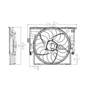 Radiator Cooling Fan Assembly for 2012 - 2017 BMW 428i, F32/F33 Luxury Package,  17428641964, Replacement