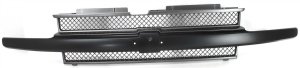 Grille for Chevrolet Trailblazer 2002-2005, Painted Black Shell and Insert with Black Center Bar, without Headlight Washer Holes, Replacement