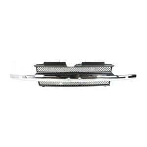 Textured Gray Shell and Insert Grille for Chevrolet Trailblazer 2002-2005 with Chrome Center Bar, Headlight Washer Holes, Replacement