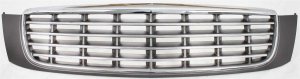 Grille for DEVILLE 2000-2005, Plastic, Chrome Shell, Painted Gray Insert, Base Model, without RPO-TL4, Replacement