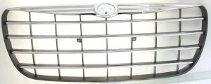 Grille for 2004-2006 Chrysler Sebring, Chrome Shell with Painted Silver Insert, Suitable for Convertible and Sedan, Replacement